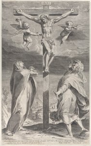 Meryem Ana ve Evangelist Aziz John ile çarmıha gerilme, tepedeki melekler, yaklaşık. 1593., yaklaşık 1593