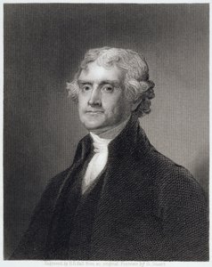 Henry Bryan Hall (1808-84) tarafından oyulmuş Thomas Jefferson portresi by Gilbert Stuart