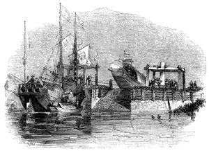 Bir savak veya bir kanala kilitlenmiş tekne, 1847
