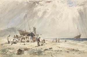 Sahilde Balık Pazarı (kağıt üzeri grafit üzeri wc) by Giles Firman Phillips
