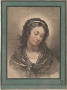Aşağıya Bakan Bir Kadının Başı by Gilles Antoine Demarteau after François André Vincent