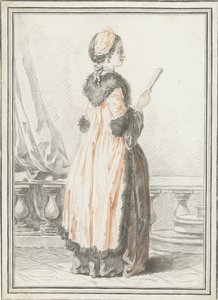 Elinde yelpaze ile duran kadın by Gilles Demarteau