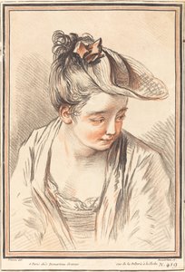 Genç Bir Kadının Başı by Gilles Demarteau, the Elder after Antoine Watteau