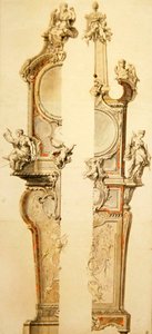 Termometreli Saat ve Barometre Kasası Tasarımı, İki Versiyon, 1730