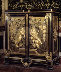 Mobilya Regence stili: Gilles Marie Oppenord (1672-1742) 18. yüzyıl Versailles, musee du şato tarafından gerçekleştirilen madeni paralı dolap