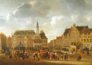 1648'de Münster Barış Antlaşması'nın Haarlem Belediye Binası Balkonundan Duyurusu by Gillis Rombouts
