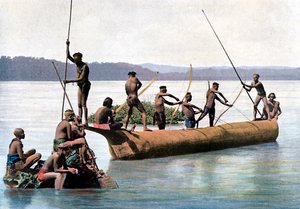 Yay ile balık tutma, Andaman ve Nikobar Adaları, Hint Okyanusu, c1890.