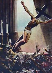 Amerikan İkinci Dünya Savaşı Karşıtı Afiş - Siyah Amerikan Yağma Kilisesi - Gino Boccasile'den Afiş (1901-1952) - İtalyan Propagandası ABD Karşıtı 1943 - Gino Boccasile'den Afiş (1901-1952)