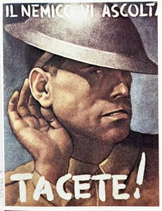 Sessizlik, düşman dinle) - İtalyan propaganda afişi, v.1942 İllüstrasyon, Gino Boccasile (1901-1952)