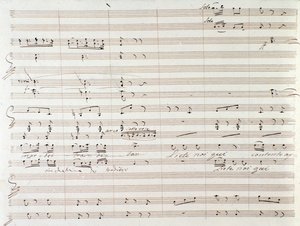 Gioacchino Rossini tarafından el yazısı düzeltmeler ile Le Comte Ory
