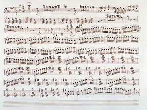 Gioacchino Rossini tarafından bir senfoni için keman müzik puanı sayfası