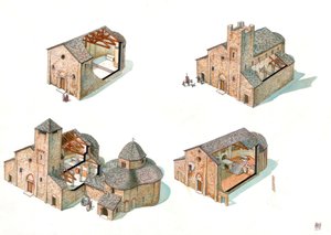 Romanesk sanatı: San Vincenzo (Aziz Vincent) Bazilikası ve Baptistere de dahil olmak üzere Aziz Vincent de Galliano Manastırı