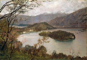 Comacina Adası görünümü, Como Gölü, Giorgio Belloni (1861-1944), tuval üzerine yağlı boya, 69,5x100 cm by Giorgio Belloni