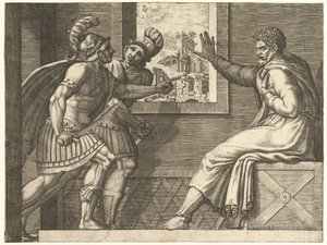 Caius Marius Hapishanede, hücresine giren iki Cimbrian askeri, 1560-69. by Giorgio Ghisi