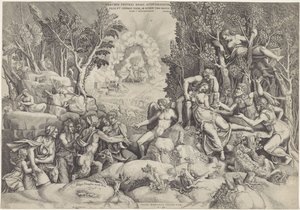Cephalus en de Bosgoden arasında dood van Procris Aynı koca tarafından bilinmeyen Cephalus