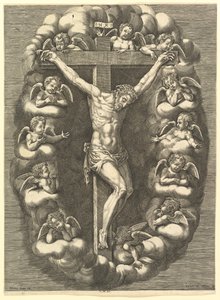 Yas Melekleri Tarafından Çevrilmiş Çarmıha Gerilmiş İsa, 1575-1679. by Giorgio Ghisi