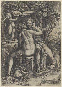Venüs ve Adonis by Giorgio Ghisi