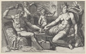 Venüs en Vulcan in de smidse van Vulcan by Giorgio Ghisi