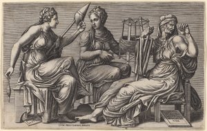 Üç Kader by Giorgio Ghisi after Giulio Romano
