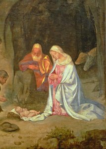 Çobanlara Tapınma, Kutsal Aileden detay, c.1510 (panel) (68685 detayı) by Giorgio Giorgione