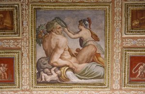 Ceres hemşireliği Triptolemus, Altoviti tavanının detayı, 1553 fresk by Giorgio Vasari