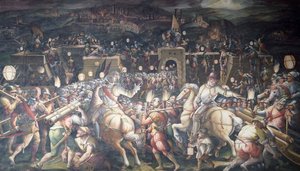 İtalya, Floransa, Palazzo Vecchio (Eski Saray), Salone dei Cinquecento, Siena