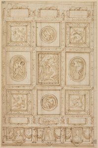 Kuyuda Rebecca ve Eliezer ile Tavan Dekorasyonu Çalışması (rekto); Tavan Dekorasyonu Çalışması (verso) by Giorgio Vasari