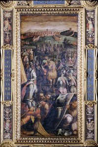 Casole'nin Salone dei Cinquecento'nun tavanından ele geçirilmesi, 1565 (panel) by Giorgio Vasari