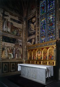 Baroncelli Şapeli, sunağın üstündeki Baroncelli poliptiği, yaklaşık 1328, Giotto (1267-1337), panelde tempera ve altın, Santa Croce Bazilikası, Floransa. İtalya by Giotto (c.1266 1337)