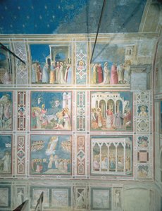 Sol duvardaki fresklerin görünümü, c.1303-05 (restorasyon sonrası) by Giotto di Bondone