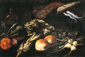 Sebzeli Natürmort (tuval üzerine yağlı boya) by Giovanni Battista Ruoppolo or Ruopolo