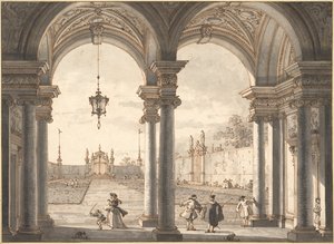 Barok Sütunlu Bir Bahçeye Bakış, 1760-1768 by Giovanni Antonio Canal