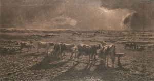 Akşam (Otlatma, Alla stanga) by Giovanni Segantini