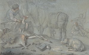 Peyzajda Ölü Oyunlu Avcılar, 1600-1800. by Giovanni Agostino Cassana