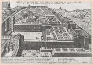 Belvedere ve Bahçelerinin Havadan Görünümü, 1579., 1579 by Giovanni Ambrogio Brambilla.