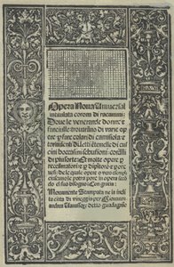 Opera Nova Universali intitulata Corona di racammi, başlık sayfası recto, [1530].