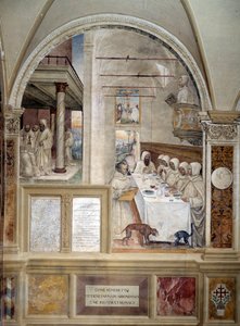 Benedict bol bol un alır ve keşişleri beslerken, Antonio Bazzi dit il Sodoma (1477 - 1549) tarafından Benedictine Tarikatı