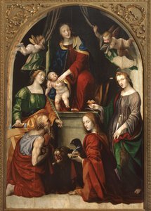 Azizler Jerome arasında Madonna ve Çocuk ve Melekler, İskenderiyeli Catherine, Lucy ve Evangelist John, c.1513 by Giovanni Antonio Bazzi Sodoma