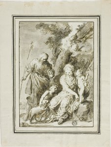 Kutsal Aile ve Vaftizci Yahya by Giovanni Antonio Burrini