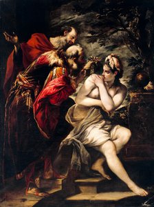 Susanna ve Yaşlılar, Giovanni Antonio Burrini (1656-1727), tuval üzerine yağlı boya by Giovanni Antonio Burrini or Burino