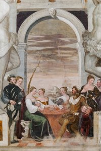 Kart Oyunu, Ana Salon, c.1570 (fresk) by Giovanni Antonio Fasolo