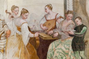 Genç erkek ve saray hanımları, Konser detayı, Ana Salon, c.1570 (fresk) by Giovanni Antonio Fasolo