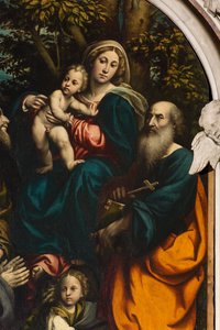 Aziz Philip ve James ve bağışçı Giacomo Schizzi arasında Aziz Catherine, Madonna ve Çocuk Sunağı, Il Pordenone 1522, Detay