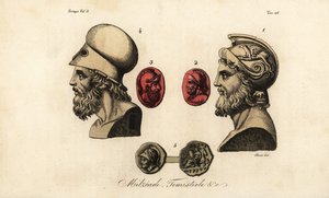 Atinalı politikacılar Miltiades the Younger 1,2, Themistokles 3,4 ve King Pyrrhus I 5