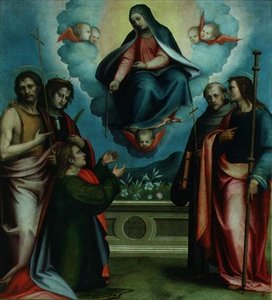 SS ile Kutsal Kuşağın Bakiresi. Thomas, John the Baptist, Louis, John Gualberto ve Joseph (tuval üzerine yağlı boya)