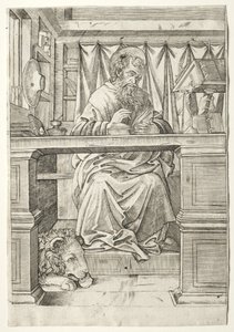 Aziz Jerome Çalışmasında, c. 1510. by Giovanni Antonio da Brescia