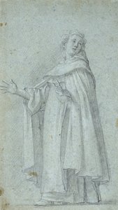 Bir Daimi Dominik Çalışması, c. 1595 (siyah tebeşir, beyazla yükseltilmiş, mavi kağıt üzerine) by Giovanni Baglione