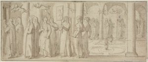 Rahibeler ve Acemi Bir Erkek Azizi Onurlandıran Tören Alayı by Giovanni Balducci