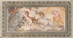 Apollo tarafından sürülen Güneş Arabası, Apollo Loggia, c.1560 (fresk) by Giovanni Battista and Cambiaso Luca Castello