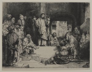 Christ Preaching (La Petite tombe), c.1652 (sertilmiş kağıda monte edilmiş serilmiş kağıt üzerinde gravür, kuru nokta ve burin) by Giovanni Battista Tiepolo